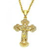 Dije Religioso 05.351.0016 Oro Laminado, Diseño de Crucifijo, Pulido, Dorado