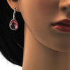 Arete Colgante 02.239.0016.4 Rodio Laminado, Diseño de Gota, con Cristales de Swarovski Rose Peach, Pulido, Rodinado