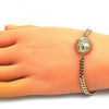 Pulsera Elegante 03.193.0001.07 Oro Laminado, con Micro Pave Blanca, Pulido, Dorado