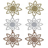 Arete Largo 74.002 Oro Laminado, Diseño de Flor, Diamantado, Tricolor