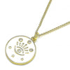 Collares con Dije 04.362.0032.20 Oro Laminado, Diseño de Ojo Griego y Estrella, Diseño de Ojo Griego, con Micro Pave Blanca, Esmaltado Blanco, Dorado