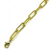 Pulsera Básica 04.378.0001.08 Oro Laminado, Diseño de Paperclip, Pulido, Dorado