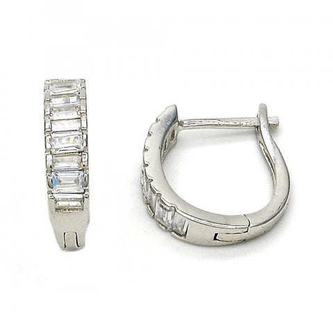 Argolla Huggie 02.286.0007.15 Plata Rodinada, con Zirconia Cubica Blanca, Pulido, Rodinado