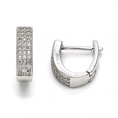 Argolla Huggie 02.175.0041.10 Plata Rodinada, con Micro Pave Blanca, Pulido, Rodinado