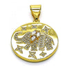 Dije Elegante 05.342.0157 Oro Laminado, Diseño de Elefante, con Micro Pave Blanca y Zirconia CubicaBlanca, Pulido, Dorado