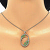 Collares con Dije 04.156.0184.20 Oro Laminado, Diseño de Gota, con Zirconia Cubica Verde y CristalBlanca, Pulido, Dorado