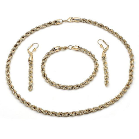 Collar y Pulso 06.372.0065 Oro Laminado, Diseño de Rope, Pulido, Dorado