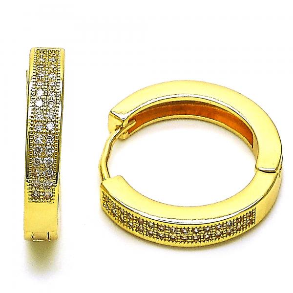 Argolla Huggie 02.195.0104.25 Oro Laminado, con Micro Pave Blanca, Pulido, Dorado