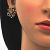 Juego de Arete y Dije de Adulto 10.64.0155.5 Oro Laminado, Diseño de Flor, con Cristal Multicolor, Pulido, Dorado