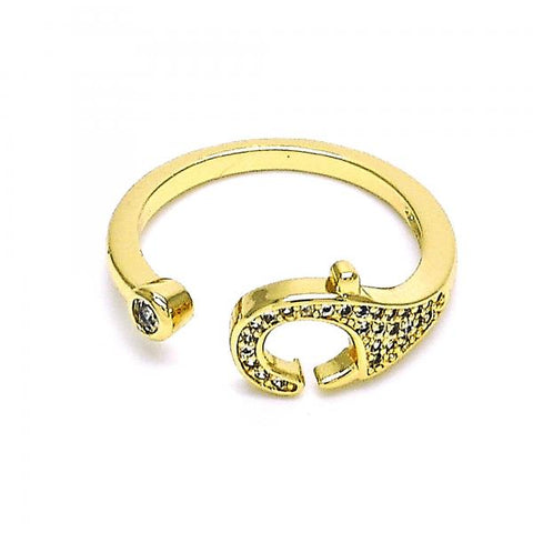 Anillo Multi Piedra 01.102.0001 Oro Laminado, con Micro Pave Blanca, Pulido, Dorado