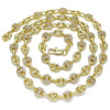 Gargantilla Elegante 04.63.1406.24 Oro Laminado, Diseño de Puff Mariner, con Micro Pave Blanca, Pulido, Dorado