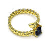 Anillo Multi Piedra 01.213.0018 Oro Laminado, con Zirconia Cubica Zafiro Azul, Pulido, Dorado