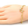 Pulsera Elegante 03.341.0043.08 Oro Laminado, Diseño de Paperclip, con Micro Pave Blanca, Pulido, Dorado