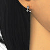 Arete Dormilona 02.285.0089 Plata Rodinada, Diseño de Estrella, con Zirconia Cubica Blanca, Pulido, Oro Rosado