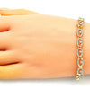 Pulsera Elegante 03.210.0155.07 Oro Laminado, Diseño de Ojo Griego, con Micro Pave Blanca, Pulido, Dorado