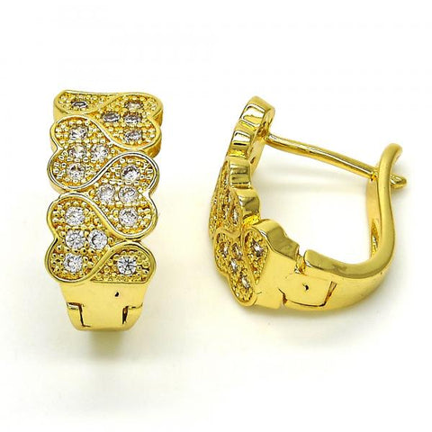 Argolla Huggie 02.266.0001.15 Oro Laminado, Diseño de Corazon, con Zirconia Cubica Blanca, Pulido, Dorado