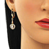 Arete Largo 02.213.0336 Oro Laminado, Diseño de Corazon, con Zirconia Cubica Blanca, Pulido, Dorado