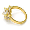 Anillo Multi Piedra 01.205.0002.3.08 Oro Laminado, con Zirconia Cubica Blanca y Blanca, Pulido, Dorado