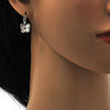 Arete Gancho Frances 02.239.0011.5 Rodio Laminado, Diseño de Mariposa, con Cristales de Swarovski Crystal, Pulido, Rodinado