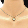 Collares con Dije 04.156.0379.20 Oro Laminado, Diseño de Corazon, con Micro Pave Blanca, Pulido, Dorado