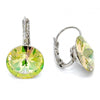 Arete Gancho Frances 02.239.0005.3 Rodio Laminado, con Cristales de Swarovski Luminous Green, Pulido, Rodinado