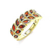 Anillo Multi Piedra 01.346.0019.2.09 Oro Laminado, Diseño de Oja, con Zirconia Cubica Granate, Pulido, Dorado