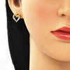 Arete Dormilona 02.156.0486.1 Oro Laminado, Diseño de Corazon, con Micro Pave Granate y Blanca, Pulido, Dorado
