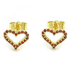 Arete Dormilona 02.156.0499.2 Oro Laminado, Diseño de Corazon, con Micro Pave Granate, Pulido, Dorado