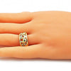 Anillo Multi Piedra 01.380.0002.07 Oro Laminado, Diseño de Elefante, con Zirconia Cubica Blanca, Pulido, Dorado