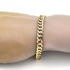 Pulsera Básica 04.242.0039.08GT Tono Dorado, Diseño de Cubana Pave, Pulido, Dorado