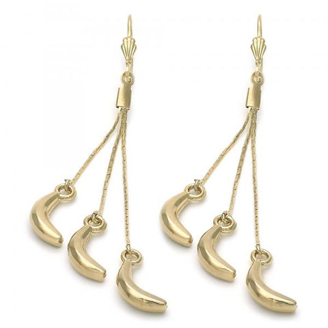 Arete Largo 5.093.007 Oro Laminado, Diseño de Plantano, Dorado