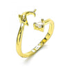 Anillo Multi Piedra 01.284.0082 Oro Laminado, Diseño de Delfin y Corazon, Diseño de Delfin, con Zirconia Cubica Blanca, Pulido, Dorado