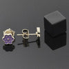 Arete Dormilona 02.64.0366 *PROMO* Oro Laminado, Diseño de Flor, Esmaltado Violeta, Dorado