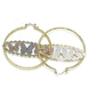 Argolla Grande 02.380.0092.50 Oro Laminado, Diseño de Mariposa, Diamantado, Tricolor