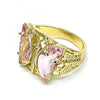 Anillo Multi Piedra 01.380.0031.09 Oro Laminado, Diseño de Mariposa, con Zirconia Cubica Rosado y Blanca, Pulido, Dorado