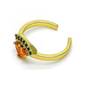 Anillo Multi Piedra 01.341.0082 Oro Laminado, Diseño de Sandia y Gota, Diseño de Sandia, con Zirconia Cubica Topacio y Verde, Pulido, Dorado
