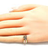 Anillo Infantil 01.233.0014.1 Oro Laminado, Diseño de Corazon, con Micro Pave Granate, Pulido, Dorado