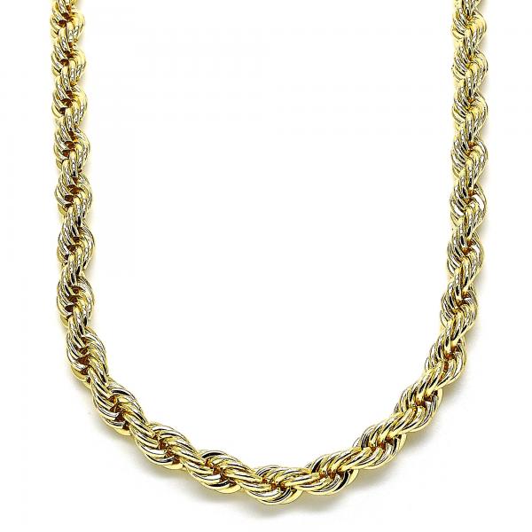 Gargantilla Básica 04.213.0103.30 Oro Laminado, Diseño de Rope, Pulido, Dorado