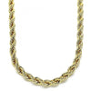 Gargantilla Básica 04.213.0103.30 Oro Laminado, Diseño de Rope, Pulido, Dorado