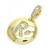 Dije Elegante 05.341.0018 Oro Laminado, Diseño de Iniciales, con Zirconia Cubica Blanca, Pulido, Dorado