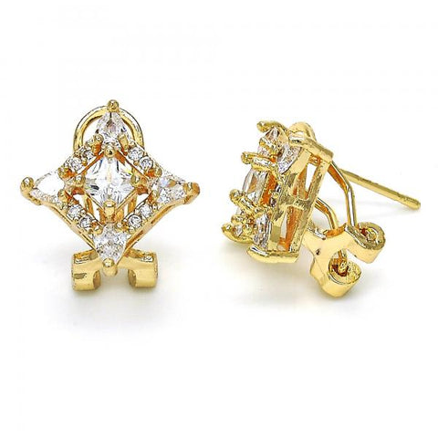 Arete Dormilona 02.217.0081 *PROMO* Oro Laminado, Diseño de Gota, con Zirconia Cubica Blanca, Pulido, Dorado