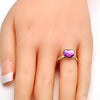 Anillo Multi Piedra 01.239.0002.9 Oro Laminado, Diseño de Corazon, con Cristales de Swarovski Fuchsia, Pulido, Dorado