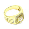 Anillo de Hombre 01.283.0028.10 Oro Laminado, con Zirconia Cubica Blanca, Pulido, Dorado