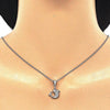 Collares con Dije 04.336.0121.16 Plata Rodinada, Diseño de Delfin, con Zirconia Cubica Blanca y Negro, Pulido, Rodinado