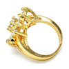 Anillo Multi Piedra 01.210.0049.09 Oro Laminado, Diseño de Flor, con Zirconia Cubica Blanca, Pulido, Dorado