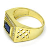 Anillo de Hombre 01.266.0014.2.12 Oro Laminado, con Zirconia Cubica Zafiro Azul y Micro PaveBlanca, Pulido, Dorado