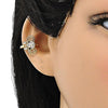 Arete Orejera 02.210.0685 Oro Laminado, Diseño de Elefante, con Micro Pave Blanca y Negro, Pulido, Dorado