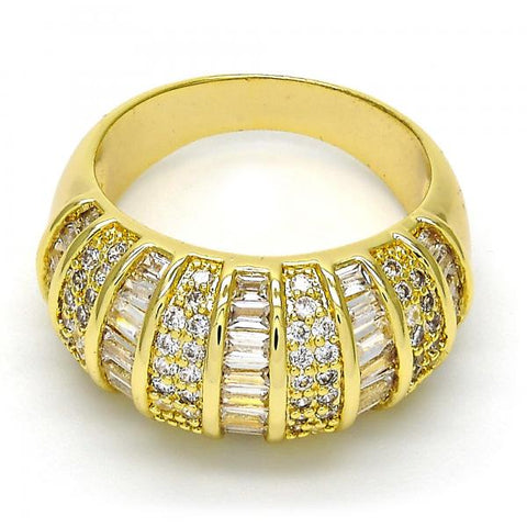 Anillo Multi Piedra 01.99.0062.09 Oro Laminado, con Zirconia Cubica Blanca y Micro PaveBlanca, Pulido, Dorado