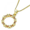 Collares con Dije 04.156.0335.2.20 Oro Laminado, con Micro Pave Granate, Pulido, Dorado