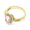 Anillo Multi Piedra 01.284.0042.06 Oro Laminado, con Zirconia Cubica Rosado, Pulido, Dorado